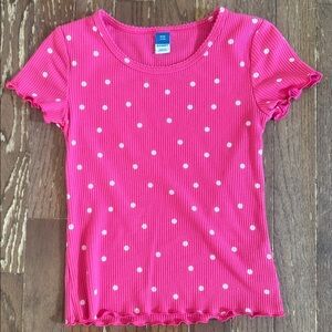 Old Navy Pink Shirt with White Polka Dot Ribbed Tee Shirt, Size 8
